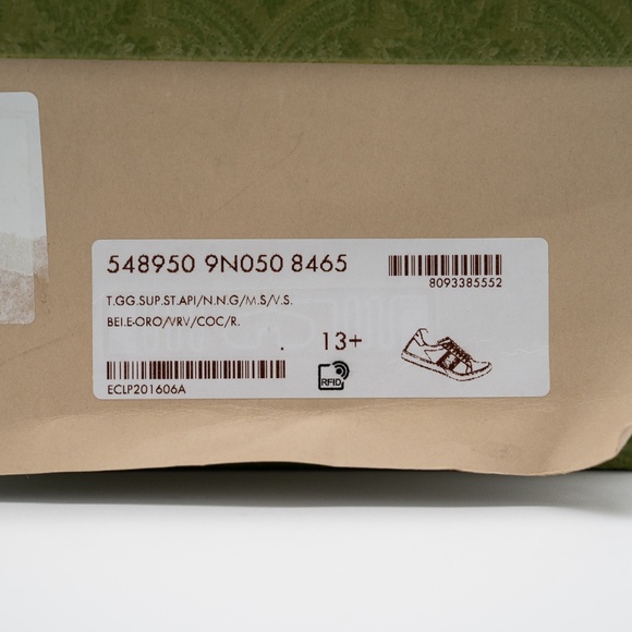 Size 13.5G 14 US Gucci Ace GG Supreme Bee Print Canvas Beige - Picture 12 of 12